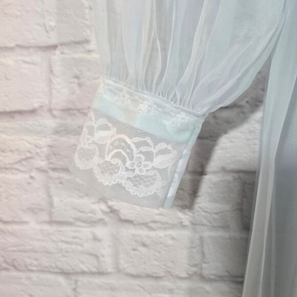 W Miss Elaine Sheer Lace Blue Nightgown Robe Vintage Deadstock NWT Women Size L - Picture 5 of 14
